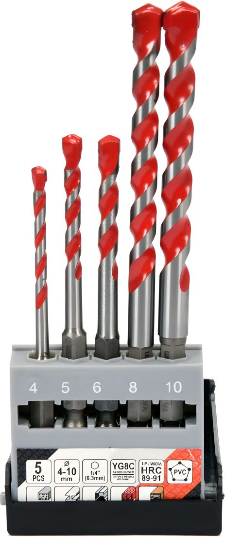 Набір універсальних свердел YG6X 4-10 мм HEX-1/4" 5 шт Yato YT-44789