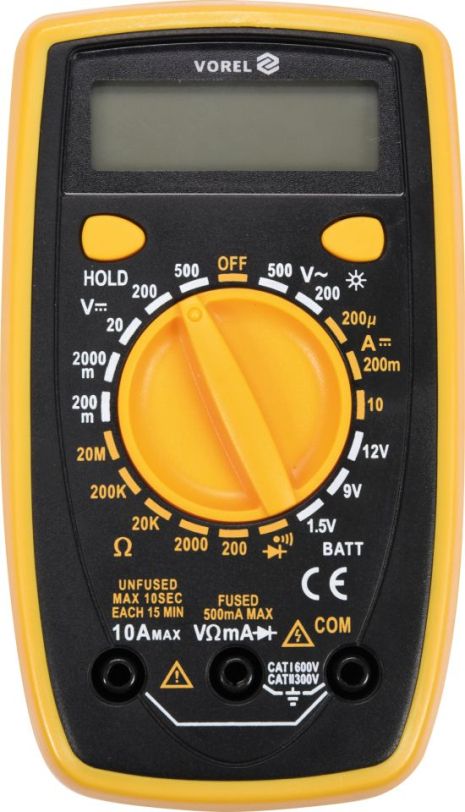 Мультиметр для измерения электрических параметров : цифровой с LCD-дисплеем Vorel 81774