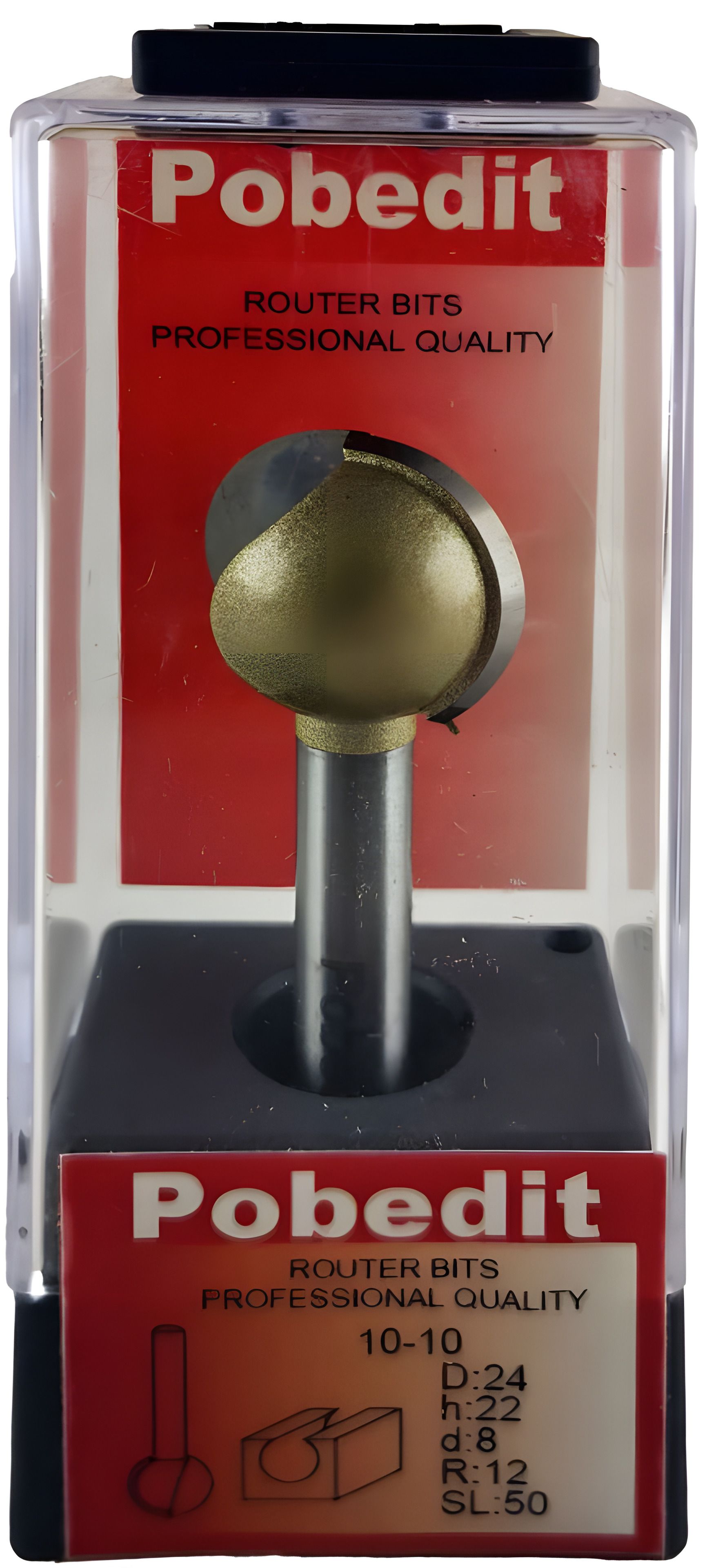 Куляста фреза по дереву D-24 мм, R-12 мм, d-8 мм Pobedit P-1010-08-12 Куляста фреза по дереву D-24 мм, R-12 мм, d-8 мм Pobedit P-1010-08-12