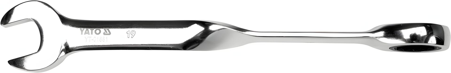 Рожково-накидной ключ с трещоткой 19 x 239 мм HRC 40-45 Cr-V Yato YT-01881 Рожково-накидной ключ с трещоткой 19 x 239 мм HRC 40-45 Cr-V Yato YT-01881