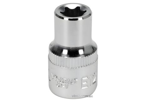 Торцева головка "TORX" E12, квадрат - 1/2", CrV, DIN 2124 [Блістер] YaTo YT-05247