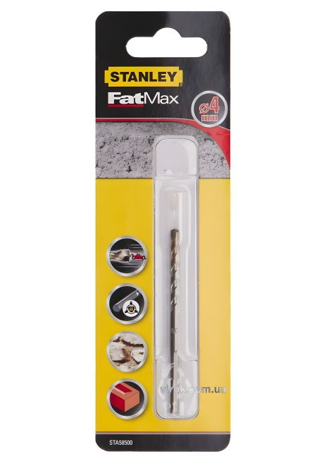 Свердло по цеглі FatMax 4 мм Stanley STA58500-QZ Свердло по цеглі FatMax 4 мм Stanley STA58500-QZ