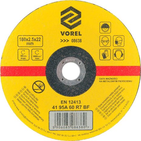Диск відрізний по металу 180х2.5х22 мм Vorel 08638 Диск відрізний по металу 180х2.5х22 мм Vorel 08638