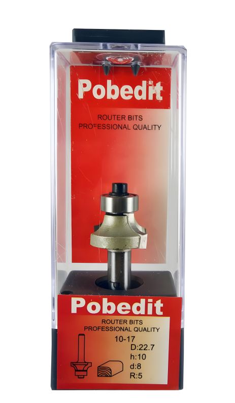 Калевочная кромочная фреза D-22.7 мм, R-5 мм, d-8 мм Pobedit P-1017-08-05