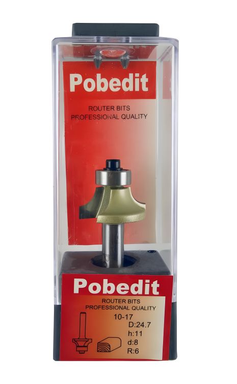 Кромкова калювальна фреза D-24,7 мм, R-6 мм, d-8 мм Pobedit P-1017-08-06