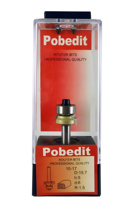 Фреза кромочная калевочная D-15.7 мм, R-1,5 мм, d-6 мм Pobedit P-1017-06-015