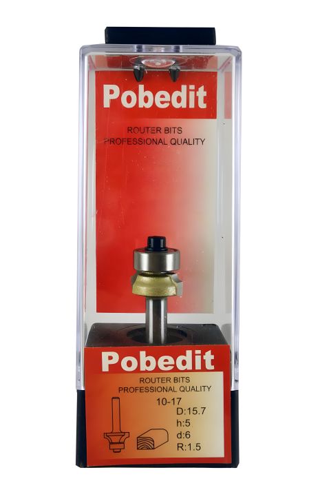 Кромкова фреза калювальна D-15.7 мм, R-1,5 мм, d-6 мм Pobedit P-1017-06-015