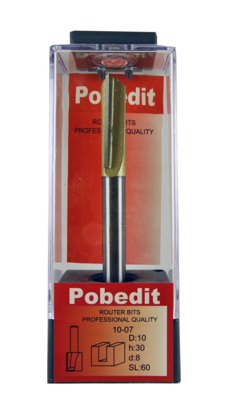 Фреза пазовая прямая D-10 мм, d-8 мм Pobedit P-1007-08-10 Фреза пазовая прямая D-10 мм, d-8 мм Pobedit P-1007-08-10