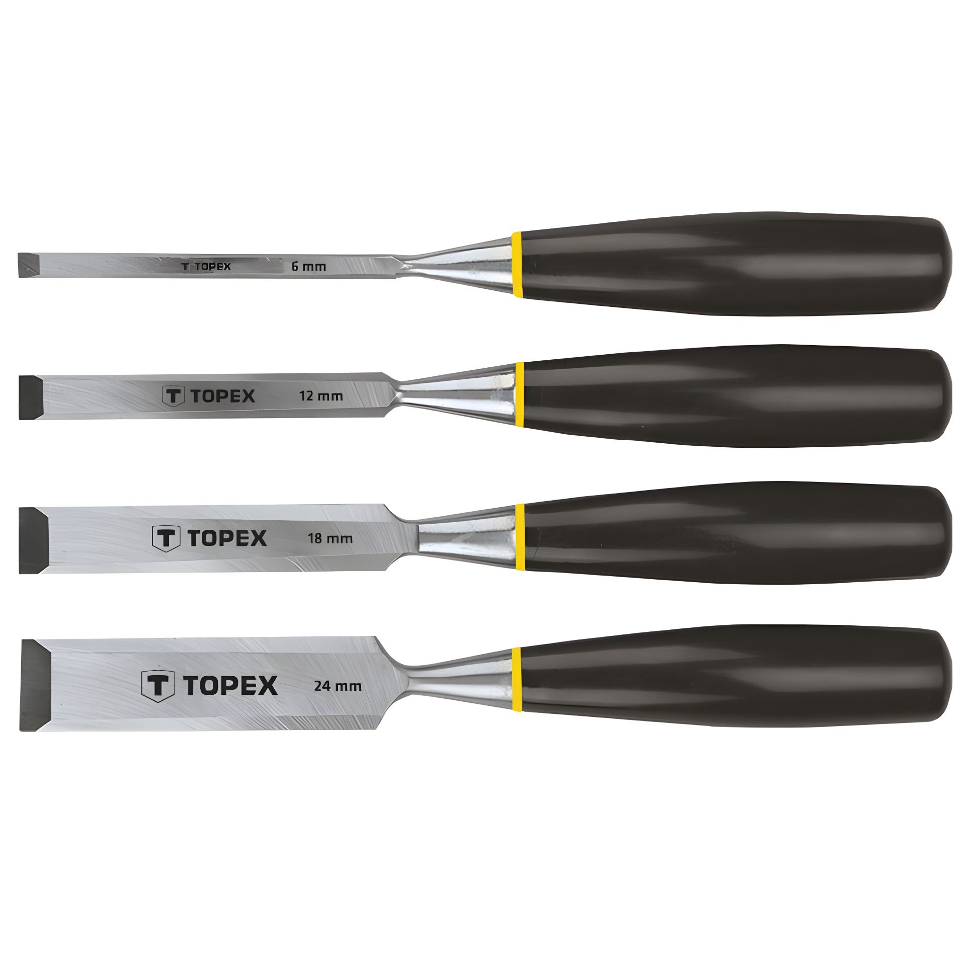 Набір стамесок по дереву Topex 09A310 (4 шт., 6-24 мм) Набір стамесок по дереву Topex 09A310 (4 шт., 6-24 мм)