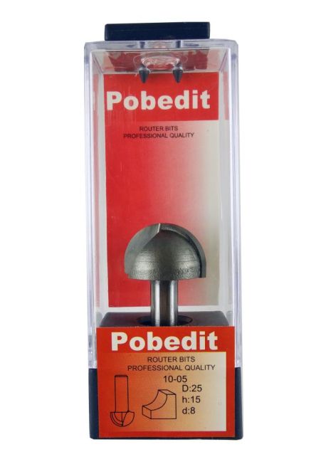 Гальова напівкругла фреза по дереву Pobedit P-1005-08-25, D-25 мм, d-8 мм Гальова напівкругла фреза по дереву Pobedit P-1005-08-25, D-25 мм, d-8 мм