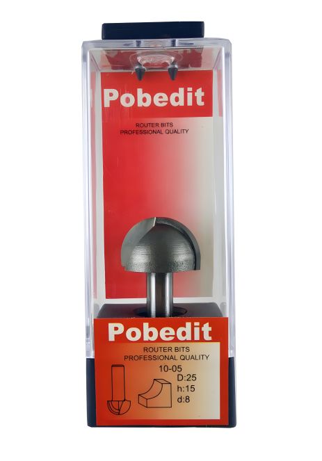 Гальова напівкругла фреза по дереву Pobedit P-1005-08-25, D-25 мм, d-8 мм