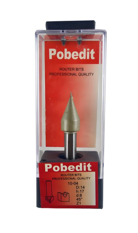 Пазовая галтельная фреза V-образная D-14 мм, d-8 мм, 45° одноножевая Pobedit P-1004-08-45-14z1