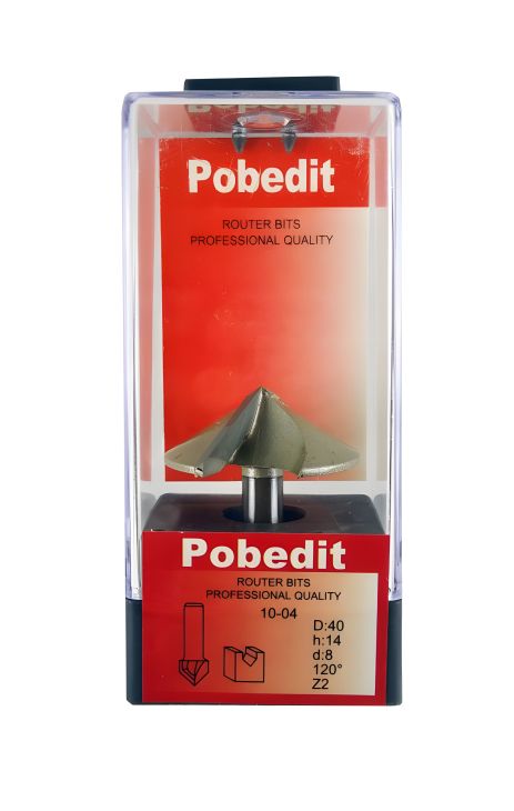 Галтельная V-образная пазовая фреза D-40 мм, d-8 мм, 120° Pobedit P-1004-08-120-40