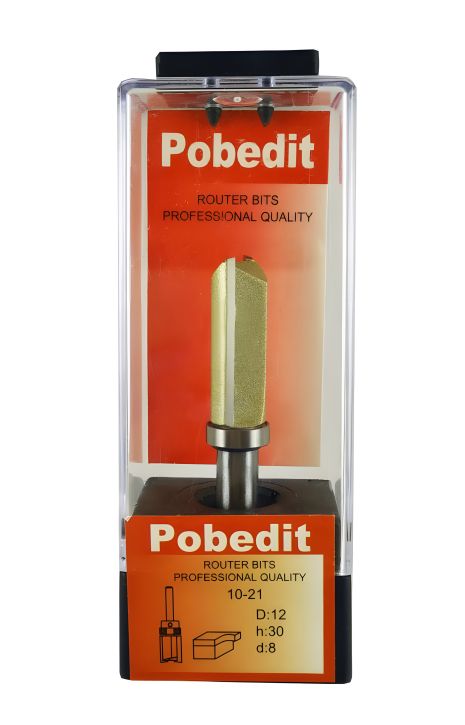 Прямая двухножевая фреза Pobedit P-1021-08-1230, обкаточная, с верхним подшипником D-12 мм, d-8 мм