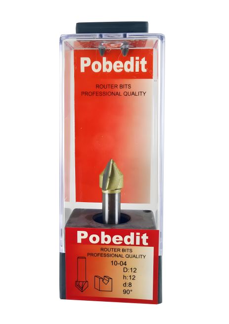 Пазова фреза галтельная V-подібна D-12 мм, d-8 мм, 90° Pobedit P-1004-08-90-12