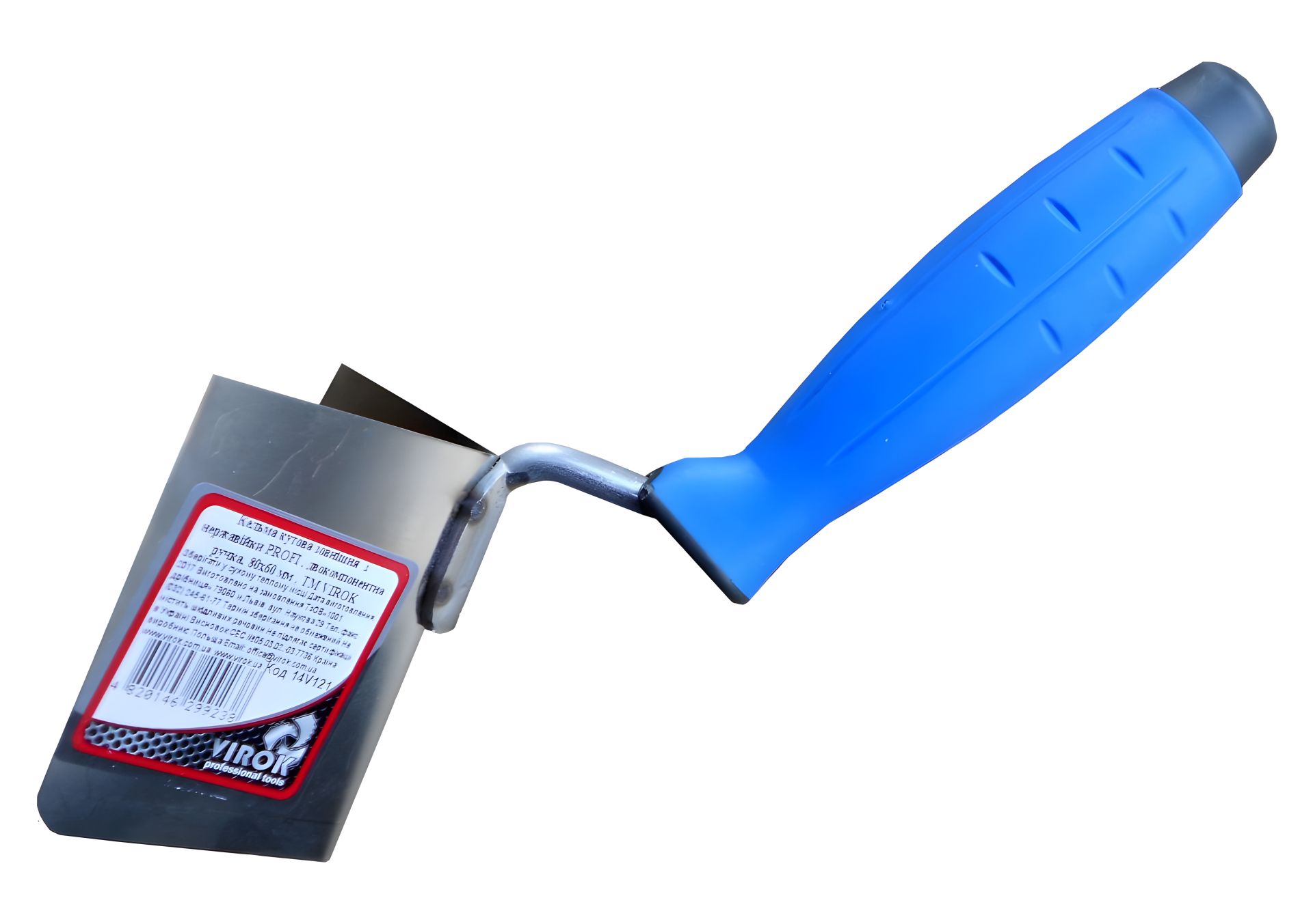 Кельма угловая наружная из нержавеющей стали PROFI, двухкомпонентная ручка 80 х 60 мм ТМ Virok 14V121 Кельма угловая наружная из нержавеющей стали PROFI, двухкомпонентная ручка 80 х 60 мм ТМ Virok 14V121