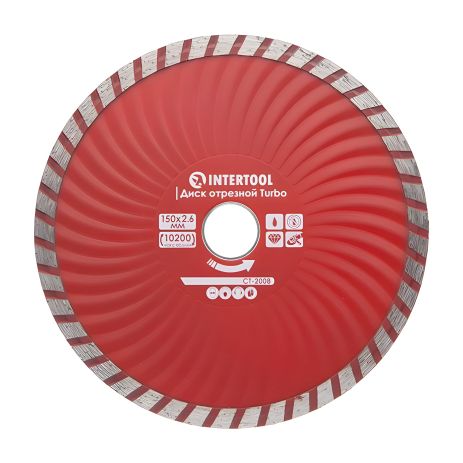 Алмазний відрізний диск Turbo, 150 мм, 22-24%, 10200 об/хв INTERTOOL CT-2008