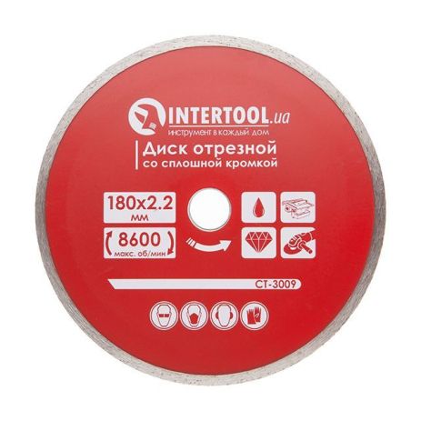 Диск, вирізаний безперервним краєм 180 мм, Diamond 22-24% Intertool CT-3009