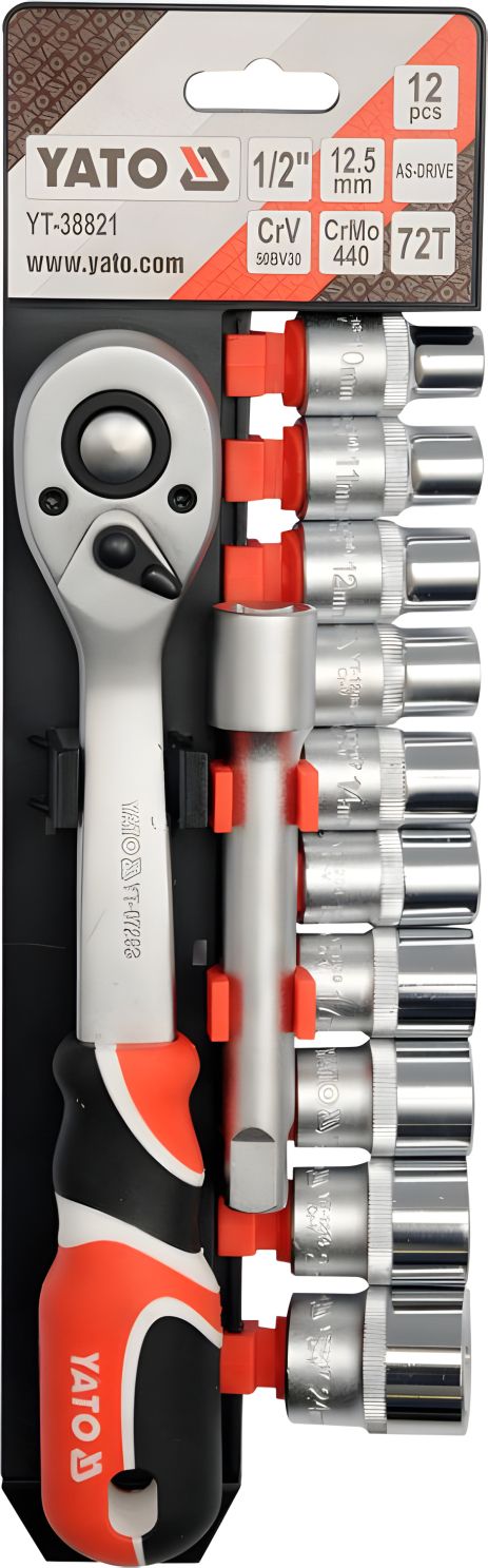 Набір головок торцевих з тріскачкою 10-24 мм 1/2" Yato YT-38821