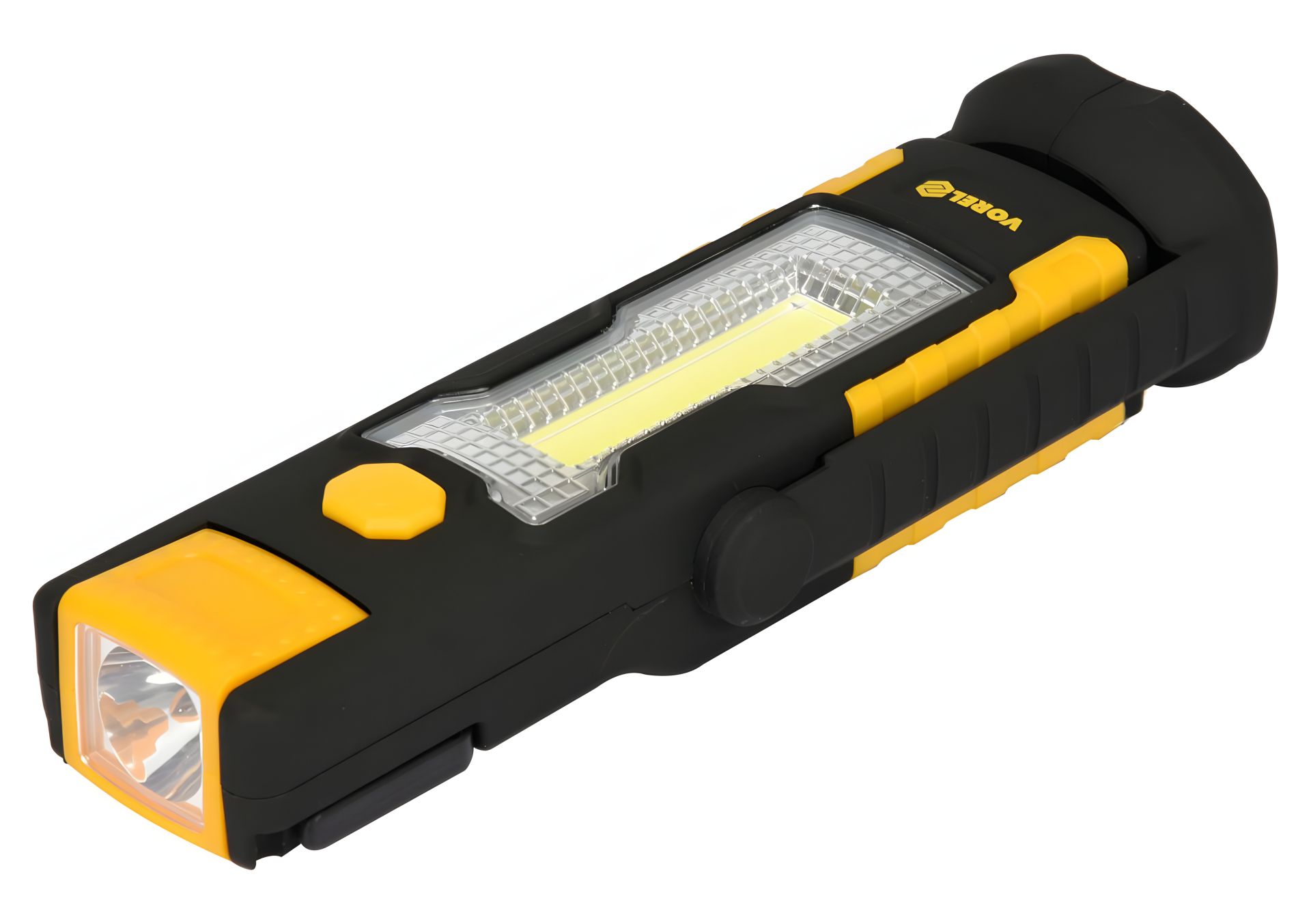 Диодный фонарь, 3+1 Вт, 220/70 лм, питание - 3ААА х 1.5 В, 180х55х30 мм, крюк и магнит, Vorel 82733 Диодный фонарь, 3+1 Вт, 220/70 лм, питание - 3ААА х 1.5 В, 180х55х30 мм, крюк и магнит, Vorel 82733