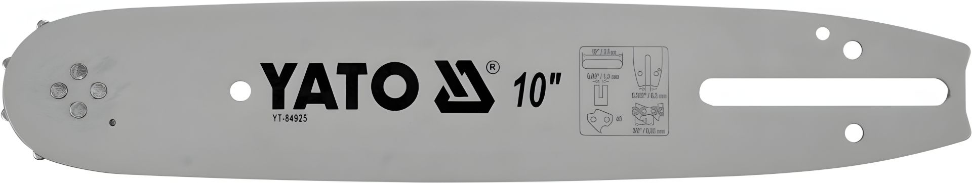 Направляющая шина для цепной пилы длиной 10"/25 см (40 звеньев) для цепей YT-84948, YT-84960 Yato YT-84925 Направляющая шина для цепной пилы длиной 10"/25 см (40 звеньев) для цепей YT-84948, YT-84960 Yato YT-84925