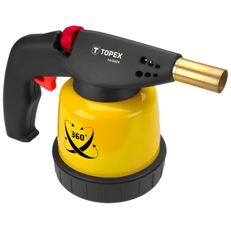 Газовая паяльная лампа на картриджи 190 г, пьезозажигание, для работы в любом положении Topex 44E143