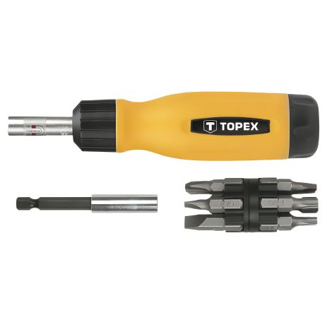 Магнітна викрутка з набором змінних наконечників, 14 шт., 1/4, тримач 60 мм, наконечники 25 мм Topex 39D518