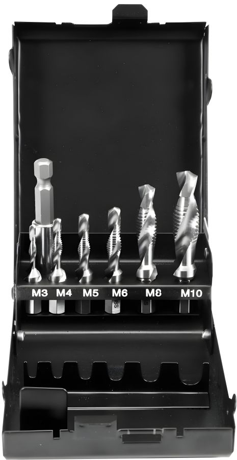 Набір свердел-мітчиків М3-М10 HSS М2 HEX-1/4" з подовжувачем 60 мм (7 шт) Yato YT-44849 Набір свердел-мітчиків М3-М10 HSS М2 HEX-1/4" з подовжувачем 60 мм (7 шт) Yato YT-44849