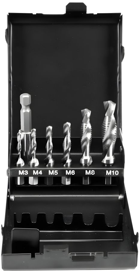 Набір свердел-мітчиків М3-М10 HSS М2 HEX-1/4" з подовжувачем 60 мм (7 шт) Yato YT-44849