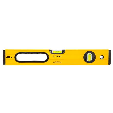 Алюмінієвий будівельний рівень 40 см, 3 ампули (53 x 24 мм), ампула, що регулюється, шліфована робоча поверхня, точність 0.5 мм/м Topex 29C601