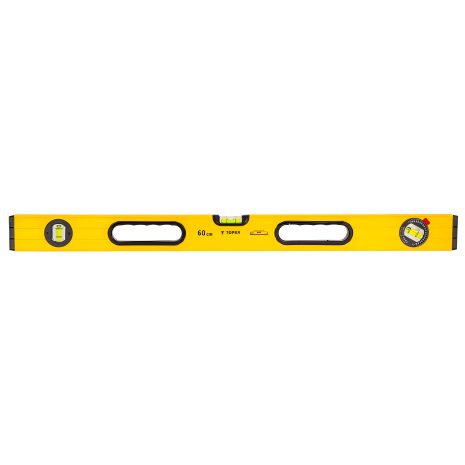 Рівень будівельний алюмінієвий Topex 29C602, 60 см, 3 ампули, 53x24 мм, ампула, що регулюється, точність 0.5 мм/м