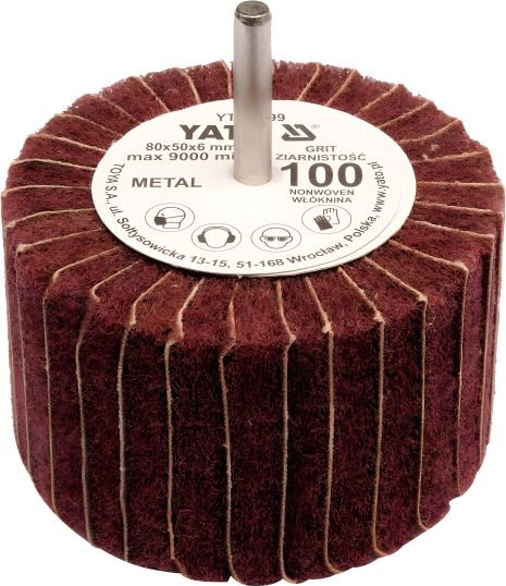 Шлифовальный лепестковый круг для дрели 80 x 50 x 6 мм, К200, Yato YT-83401 Шлифовальный лепестковый круг для дрели 80 x 50 x 6 мм, К200, Yato YT-83401