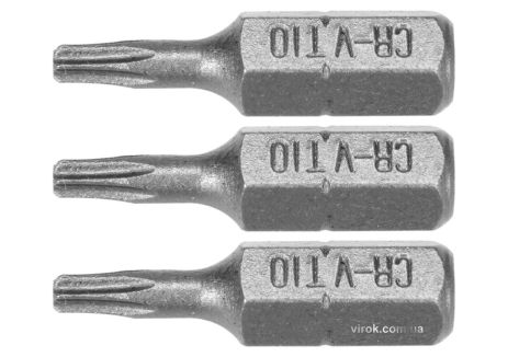 Насадка отверточная STHOR "TORX" T10 x 25 мм HEX 1/4" Cr-V 3 шт Vorel 65492