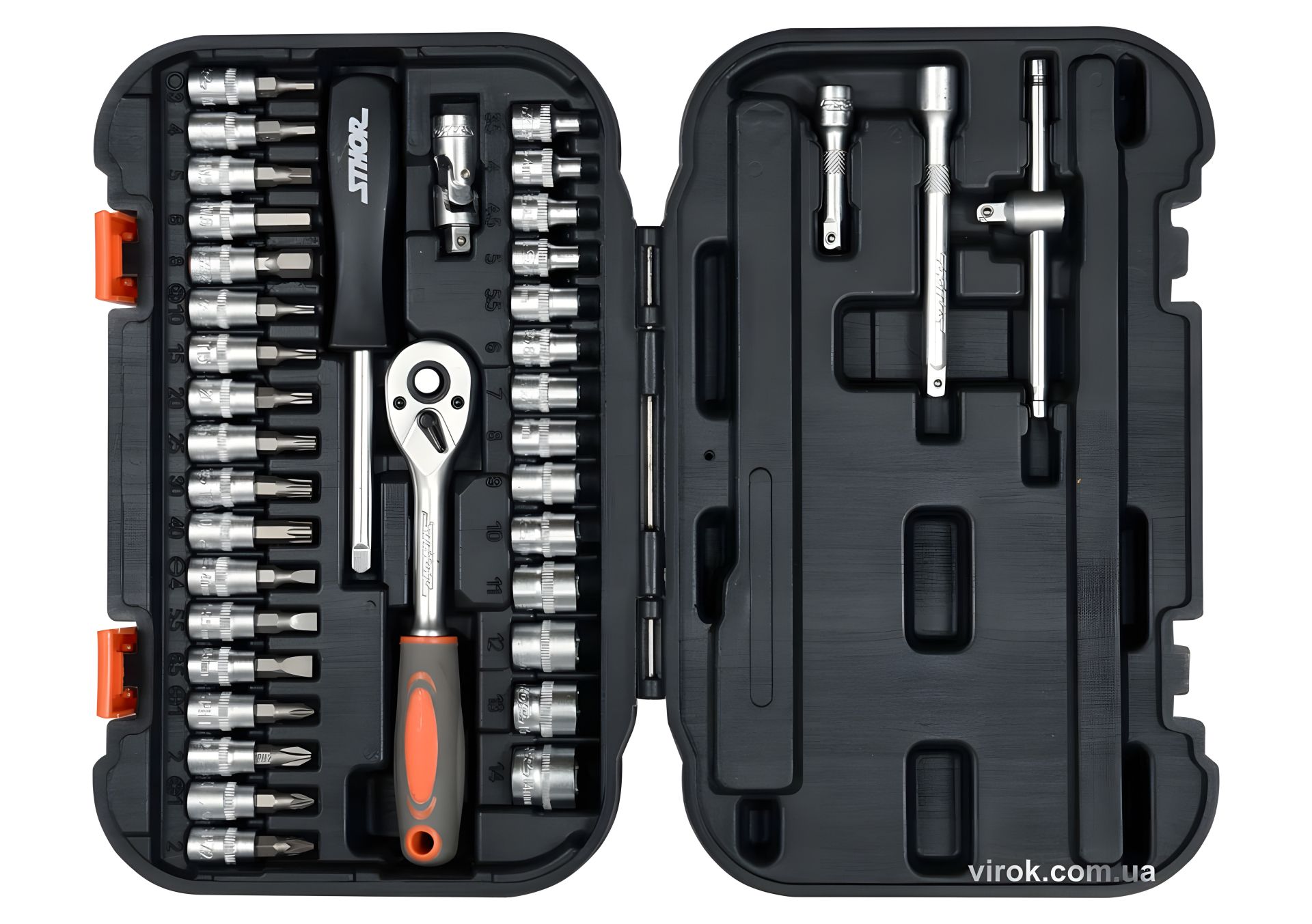 Набір торцевих головок STHOR 1/4" М3.5-14 мм, комплект з 38 предметів, Vorel 58640 Набір торцевих головок STHOR 1/4" М3.5-14 мм, комплект з 38 предметів, Vorel 58640