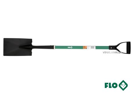 Штыковая прямая лопата FLO 17.5 x 27 x 120 см стальная основа стекловолоконная ручка Vorel 35836