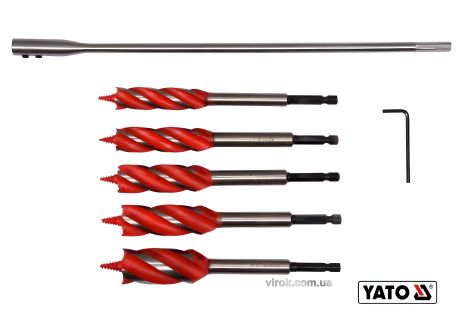 Комплект дерев'яних свердел з 4-кратними ріжучими крайками Yato YT-44693 Комплект дерев'яних свердел з 4-кратними ріжучими крайками Yato YT-44693