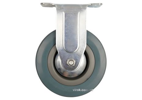 Колесо для коляски Ø= 125 мм, b= 27 мм, серая резина, со штифтовой опорой, h= 161 мм, нагрузка 50 кг, Vorel 87354