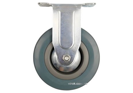 Колесо для коляски Ø= 125 мм, b= 27 мм, серая резина, со штифтовой опорой, h= 161 мм, нагрузка 50 кг, Vorel 87354