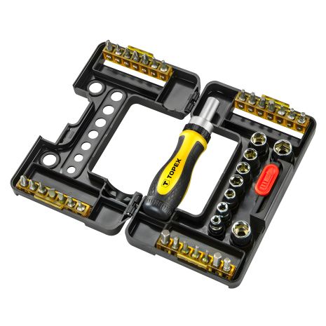 Набір змінних наконечників та торцевих головок з тримачем 38 од. TOPEX 39D344 Набір змінних наконечників та торцевих головок з тримачем 38 од. TOPEX 39D344