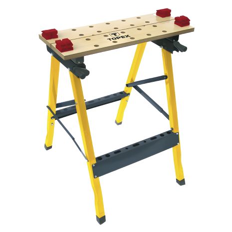 Верстак Topex 07A420, стільниця з ДСП, металеві гвинти рухому частину стільниці ведуть, 4 пластмасові затискачі в наборі, макс. навантаження 100 кг, 60 x 24 x 78.5 см