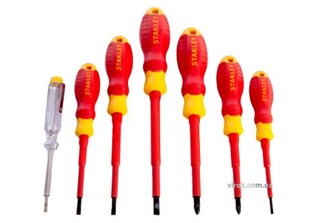 Диэлектрические отвертки комплект: индикатор, SL, PZ, VDE до 1000 В, 7 шт Stanley STHT60031-0