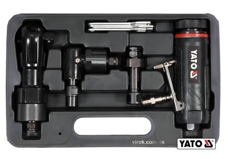 Набір пневматичних інструментів Yato YT-09860: тріскачка, шліфувальні машини кутова та пряма 1/2" 6.3 бар 113 л/хв + кейс