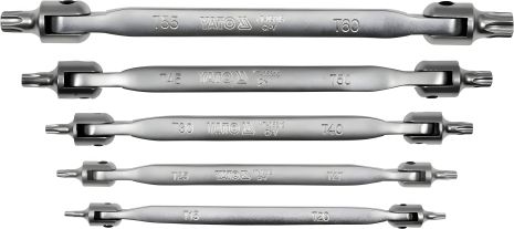TORX двосторонніх ключів набір на шарнірах Т15-Т60 Cr-V 5 шт Yato YT-05320