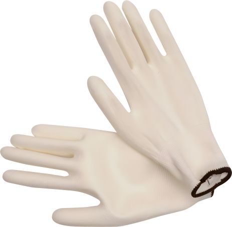Поліуретанові робочі рукавички білий поліестер, розмір 9, Vorel 74081