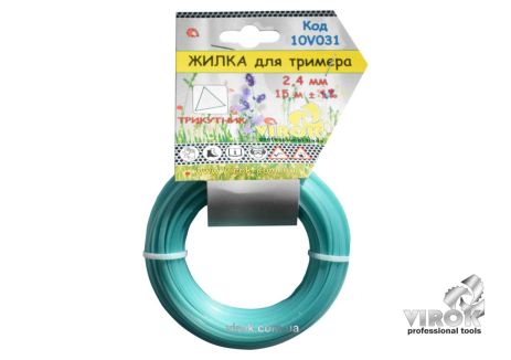 Леска для триммера "ТРЕУГОЛЬНИК" TM 2.4 мм x 15 м VIROK 10V031