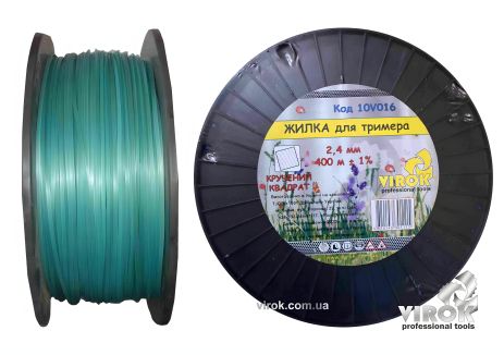 Леска для триммера "Витой КВАДРАТ" TM 2.4 мм x 400 м VIROK 10V016