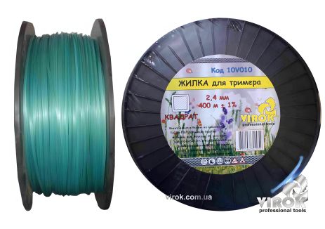 Триммерная леска "КВАДРАТ" TM 2.4 мм x 400 м VIROK 10V010