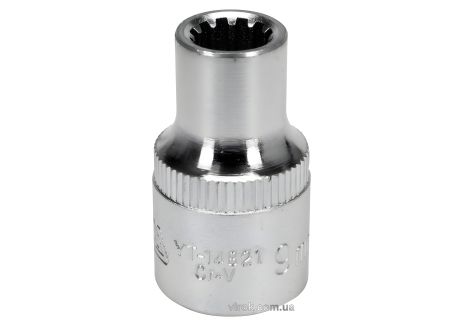 Торцевая головка "Spline" : квадрат 1/2", M9, l= 38 мм, CrV [Блистер] YaTo YT-14821