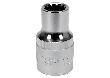 Торцева головка "Spline": квадрат 1/2", M10, l=38 мм, CrV [Блістер] YaTo YT-14822