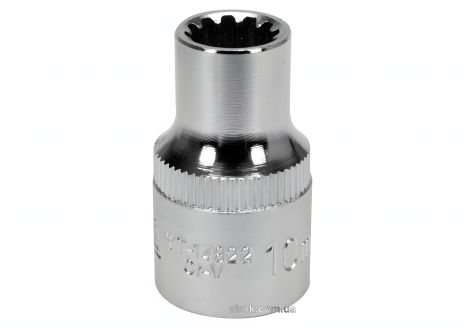 Торцева головка "Spline": квадрат 1/2", M10, l=38 мм, CrV [Блістер] YaTo YT-14822